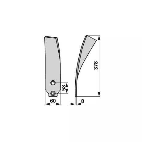 Leitblech rechts - Arbeitsbreite 60 mm – Grubber Ersatzteil