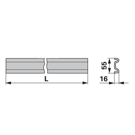 Kratzbodenleiste M-Profil, 55 x 16 mm, ungebohrt, L 1.700 mm – Kratzboden Ersatzteil