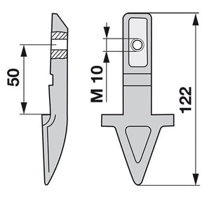 Einzelmulchfinger Mittelschnitt anstelle von Aebi AM26286/1 – Messer für Mulcher Ersatzteil