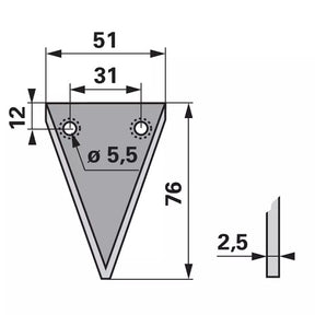 Mähmesserklinge 94639 glatt 2-Loch zu Rapid – Klingen für Scheibenmähwerk Ersatzteil