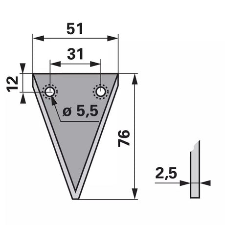 Mähmesserklinge 94639 glatt 2-Loch zu Rapid – Klingen für Scheibenmähwerk Ersatzteil
