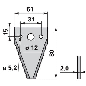 Mähmesserklinge gezahnt, 3-Loch ESM 3440491 – Landtechnik Ersatzteil