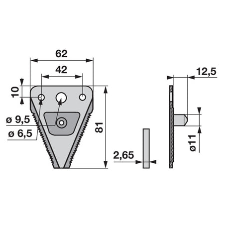 Mähmesserklinge gezahnt, 3-Loch ESM 3440991 – Landtechnik Ersatzteil
