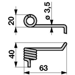 Drehfeder 150934M1 zu Massey Ferguson – Ernte Ersatzteil