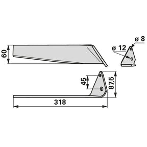 Messer rechts anstelle von Kerner 01-016.1000 – Messer für Scheibenmähwerk Ersatzteil