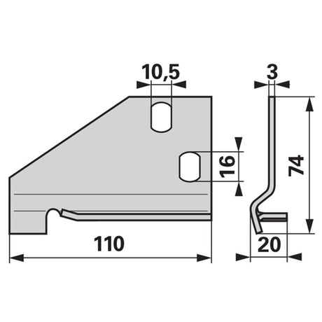 Messerkopfführungsplatte rechts ESM 3321320 – Halter für Balkenmäher Ersatzteil
