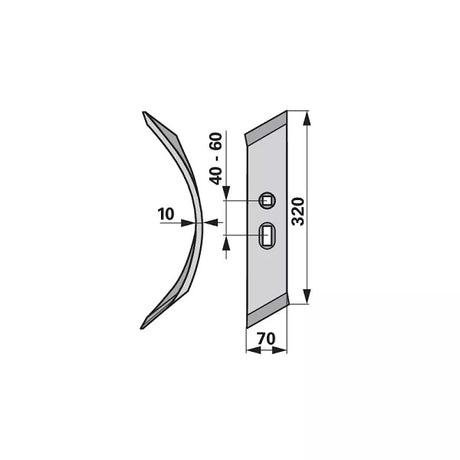 Mischschar - links - Arbeitsbreite 70 mm – Schare Ersatzteil