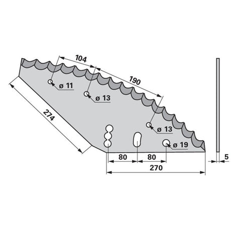 Mischwagenmesser L 270/274 x S 5 mm, alte Ausführung zu Mayer-Siloking 1050030 – Landtechnik Ersatzteil