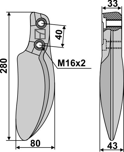 Mulch- und Rotorzinken 280mm 10126 zu Dutzi