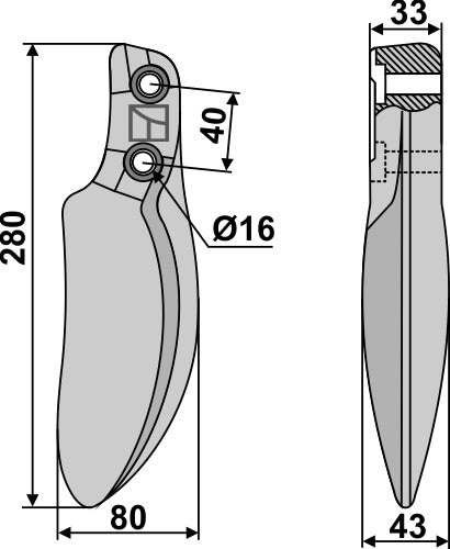 Mulch- und Rotorzinken 280mm 10127 zu Dutzi