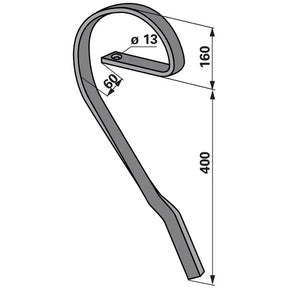 Nivellatorzinke - links - 32x10 mm – Grubber Zinken Ersatzteil
