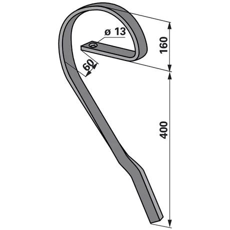 Nivellatorzinke - links - 32x10 mm – Grubber Zinken Ersatzteil