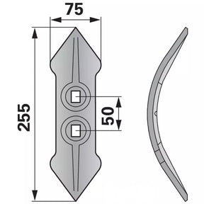 Normalschar - Arbeitsbreite 75 mm – Grubber Schare Ersatzteil