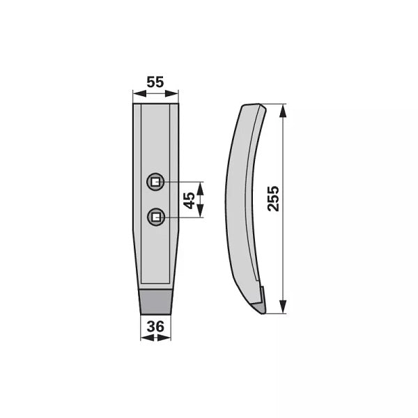 Normalschar Hartmetall - Arbeitsbreite 54 mm – Grubber Schare Ersatzteil