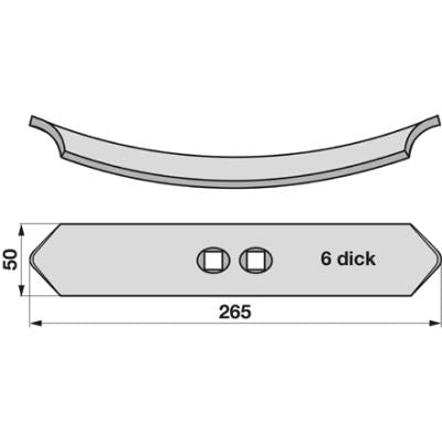 Normalschar 50x6x265mm – Grubber Schare Ersatzteil