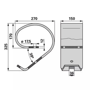 Oberfeder - 150 x 12 mm - Rahmen 60 x 60 mm – Striegel Federn Ersatzteil