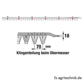 Obermesser 240 cm Esm 262.6160 mit 34 Klingenspitzen – Landtechnik Ersatzteil