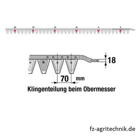 Obermesser 240 cm Esm 262.6170 mit 34 Klingenspitzen – Landtechnik Ersatzteil