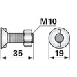 Pflugschraube - DIN 11014 mit 2 - Nasen und Mutter - M10 x 35 mm – Pflug Ersatzteil