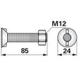 Pflugschraube - DIN 11014 mit 2 - Nasen und Mutter - M12 x 85 mm - Variante 1 – Pflug Ersatzteil
