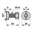 Pflugschraube - DIN 11014 mit 2 - Nasen und Mutter - M14 x 50 mm – Pflug Ersatzteil