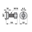 Pflugschraube - DIN 11014 mit 2 - Nasen und Mutter - M16 x 50 mm – Pflug Ersatzteil