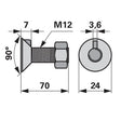 Pflugschraube - DIN 604 mit 1 - Nase und Mutter - M12 x 70 mm – Pflug Ersatzteil