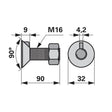 Pflugschraube - DIN 604 mit 1 - Nase und Mutter - M16 x 90 mm – Pflug Ersatzteil