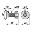 Pflugschraube - DIN 604 mit 1 - Nase und Mutter - M20 x 50 mm – Pflug Ersatzteil