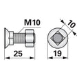 Pflugschraube - DIN 608 mit Vierkantansatz und Mutter - M10 x 25 mm – Landtechnik Ersatzteil