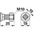 Pflugschraube - DIN 608 mit Vierkantansatz und Mutter - M10 x 35 mm – Landtechnik Ersatzteil