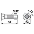Pflugschraube - DIN 608 mit Vierkantansatz und Mutter - M12 x 50 mm - Variante 2 – Pflug Ersatzteil