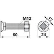 Pflugschraube - DIN 608 mit Vierkantansatz und Mutter - M12 x 60 mm – Pflug Ersatzteil