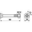 Pflugschraube - DIN 608 mit Vierkantansatz und Mutter - M12 x 90 mm – Landtechnik Ersatzteil