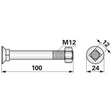 Pflugschraube - DIN 608 mit Vierkantansatz und Mutter - M12 x 100 mm – Landtechnik Ersatzteil