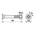 Pflugschraube - DIN 608 mit Vierkantansatz und Mutter - M12 x 80 mm – Landtechnik Ersatzteil