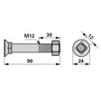 Pflugschraube - DIN 608 mit Vierkantansatz und Mutter - M12 x 90 mm – Schrauben Ersatzteil