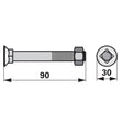 Pflugschraube - DIN 608 mit Vierkantansatz und Mutter - M16 x 90 mm – Pflug Ersatzteil