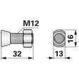 Pflugschraube - Form Kverneland - Krone mit Ovalkopf und Mutter - M12 x 32 mm - Variante 2 – Pflug Ersatzteil