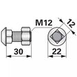 Pflugschraube Vierkant - M12x30 mm - mit Mutter - 10 Stück – Schrauben Ersatzteil
