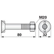 Pflugschraube - DIN 11014 mit 2 - Nasen und Mutter - M20 x 2,5 x 80 mm – Pflug Ersatzteil