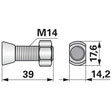 Pflugschraube Ovalkopf, Form Vogel & Noot, M14 x 39 mm, Güte 12.9, 10 Stück mit Mutter – Landtechnik Ersatzteil