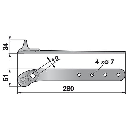 Rasspe Kopfband mit 4- Kantloch RS1120 – Balkenmäher Ersatzteil