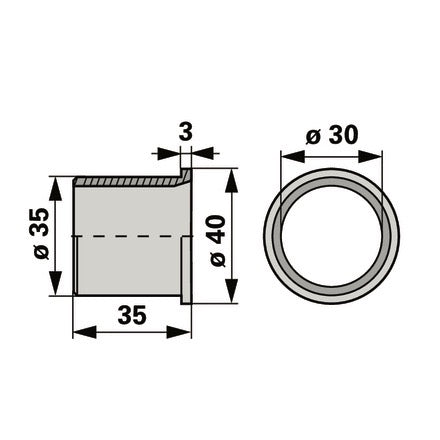Reform Büchse konisch Dm 30 x Dm 35 x 35 mm RM158.01.147 – Buchsen Ersatzteil