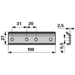 Führungsleiste L 100 mm ESM 3320200 - Variante 1 – Halter für Balkenmäher Ersatzteil