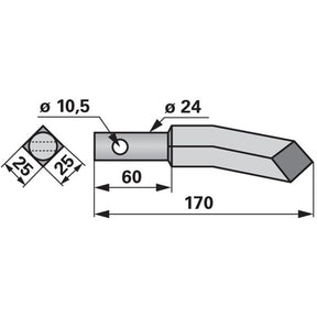 Rotorzinken links zu Falc 170x25 – Rotorzinken Ersatzteil