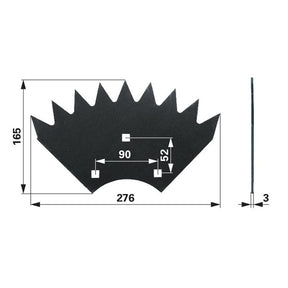Sägeblatt L 276 x B 165 x S 3 mm anstelle von Mengele 02069596 – Messer für Mähdrescher Ersatzteil