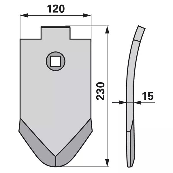 Scharspitze - Arbeitsbreite 120 mm - S = 15 mm – Grubber Spitzen Ersatzteil