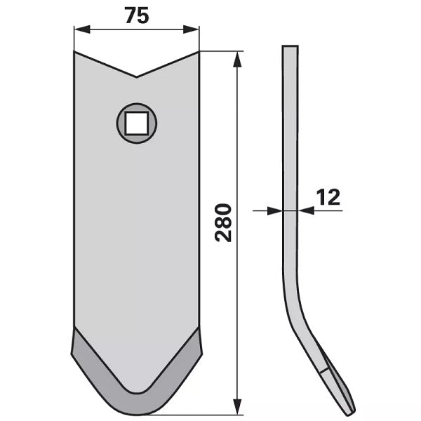 Scharspitze - Arbeitsbreite 75 mm – Grubber Spitzen Ersatzteil