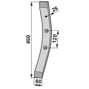 Grubberschar - Arbeitsbreite 60 mm – Grubber Schare Ersatzteil